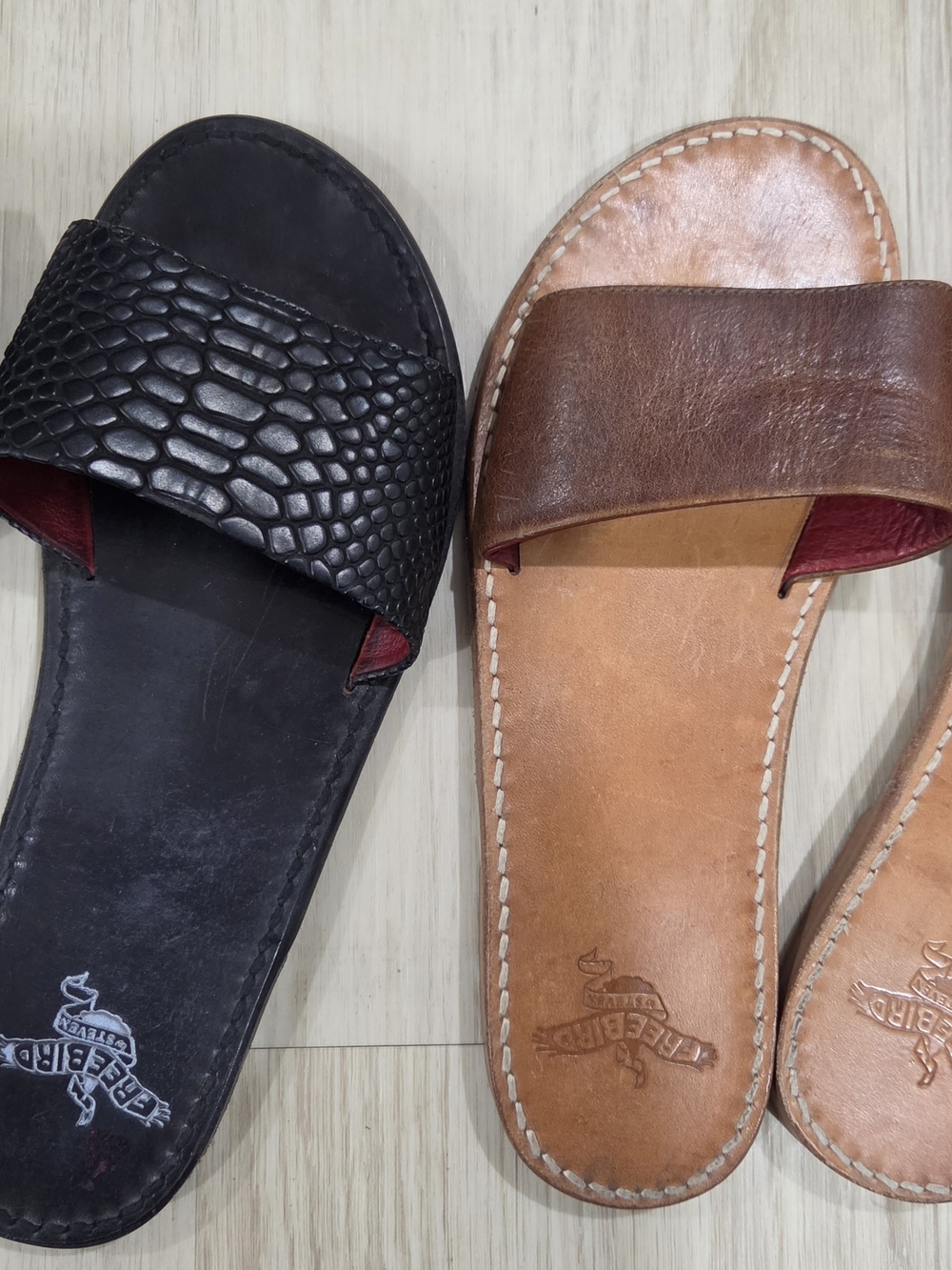 Freebirds LEATHER Slide Sandals  Black and Brown Size 10